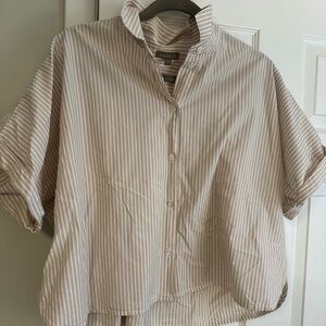 Lila P large slight crop tan stripe shirt